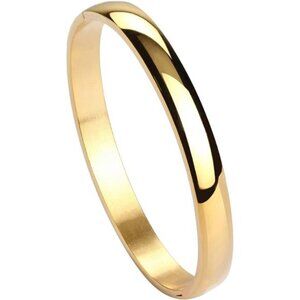 Womens Bangle 8MM Stainless Steel Bracelet Oval Polished Finish Cuff Bangle 6.7"